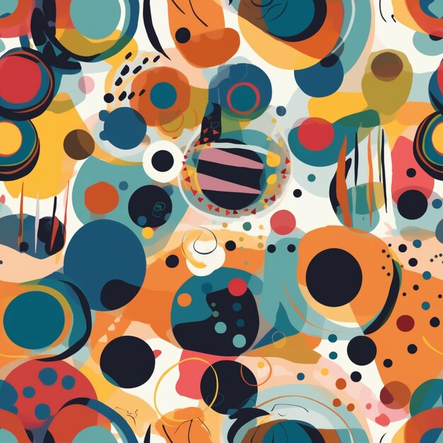 Un gros plan d'un motif abstrait coloré avec des cercles ai générative