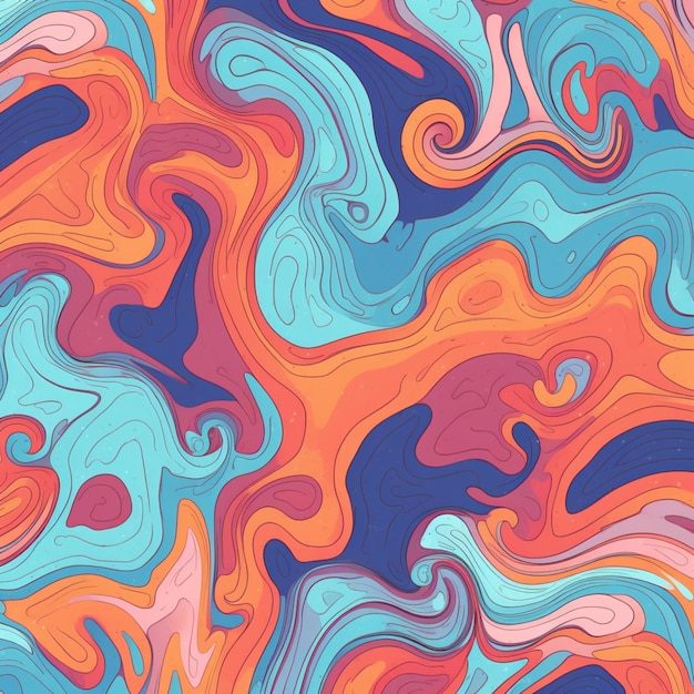 Un gros plan d'un motif abstrait coloré avec des vagues ai génératives