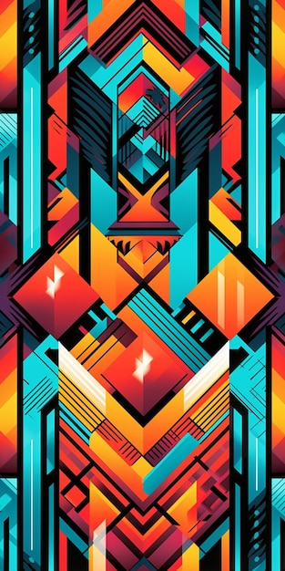 Un gros plan d'un motif coloré avec beaucoup de formes différentes ai générative