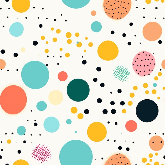 un gros plan d'un motif coloré avec des cercles et des points génératifs ai