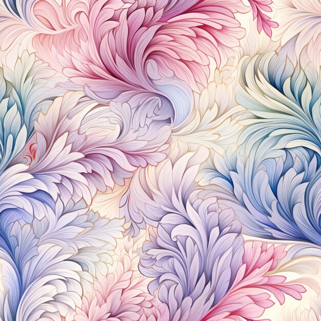 un gros plan d'un motif coloré de fleurs sur un fond blanc