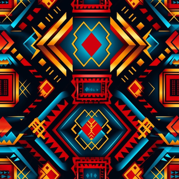 Un gros plan d'un motif coloré avec un fond noir ai génératif