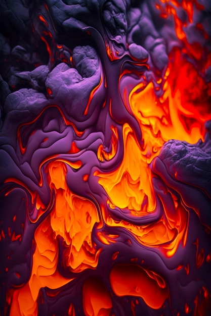 Photo gros plan sur un motif de feu et de glace à la surface de l'eau ai générative