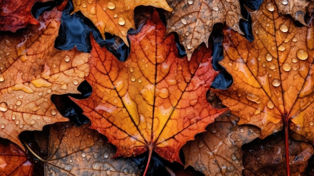 Un gros plan d'un motif de feuilles de couleur arc-en-ciel