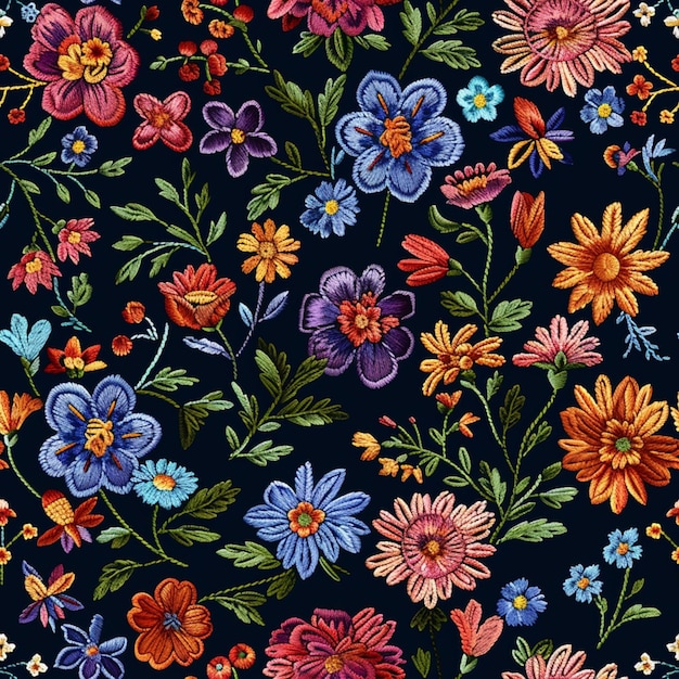 Photo un gros plan d'un motif floral coloré sur un fond noir