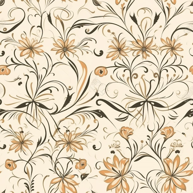Photo un gros plan d'un motif floral avec des fleurs orange sur un fond blanc