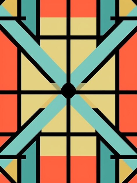 Photo un gros plan d'un motif géométrique coloré avec un centre noir génératif ai