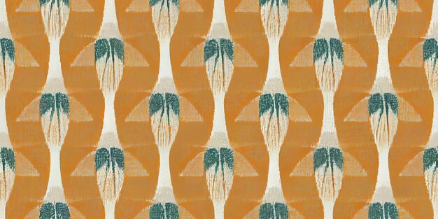 Photo un gros plan d'un motif de palmiers sur fond orange ai générative