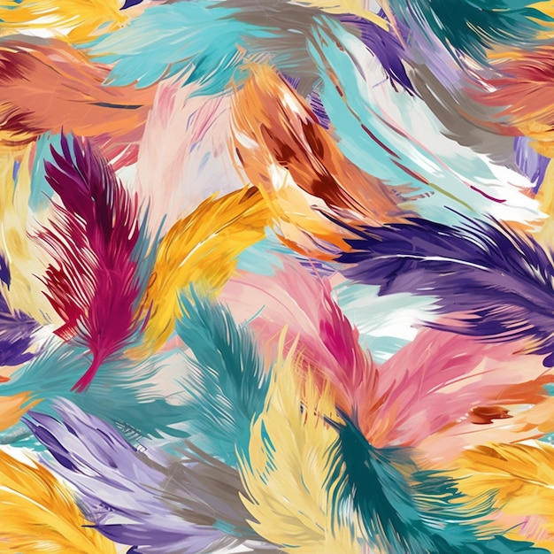 Un gros plan d'un motif de plume coloré sur un fond blanc
