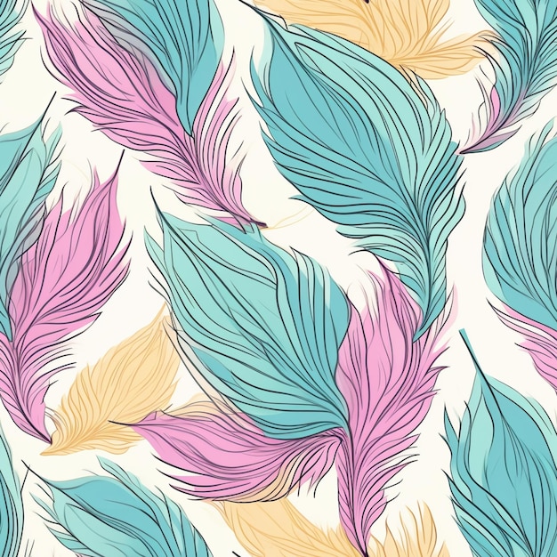 un gros plan d'un motif de plume coloré sur un fond blanc