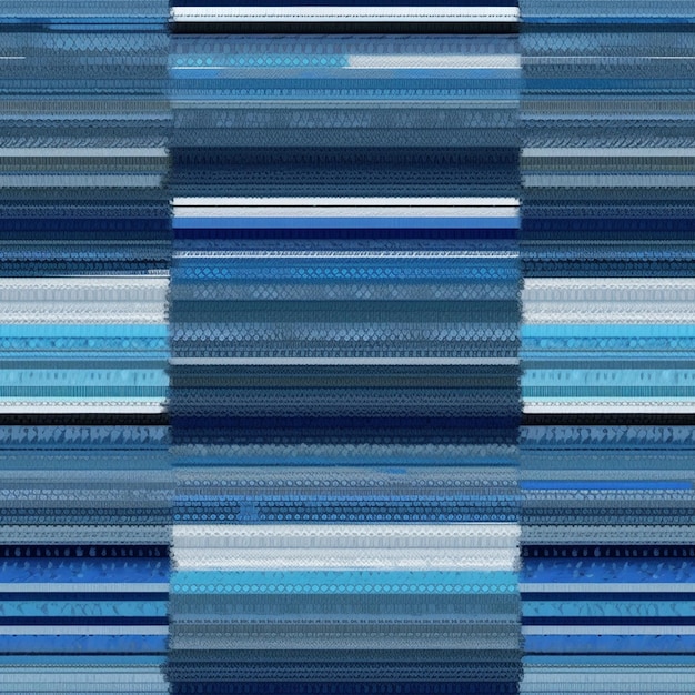 Un gros plan d'un motif rayé bleu et blanc avec un fond noir ai générative