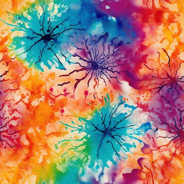Photo un gros plan d'un motif de teinture d'attache coloré avec un groupe de cellules génératives ai
