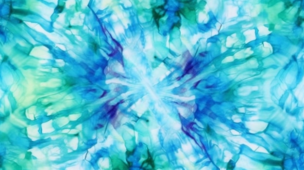 un gros plan d'un motif tie-dye avec des couleurs bleu et vert ai générative