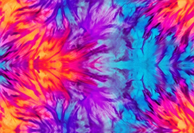 Un gros plan d'un motif tie-dye avec un fond bleu et rose ai génératif