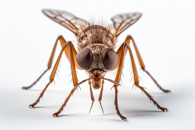 un gros plan d'une mouche sur une surface blanche