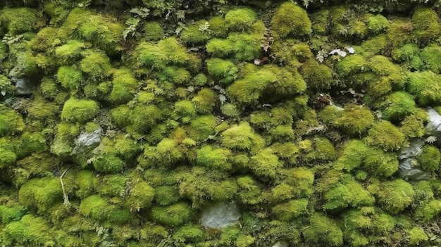 Un gros plan de mousse sur un mur