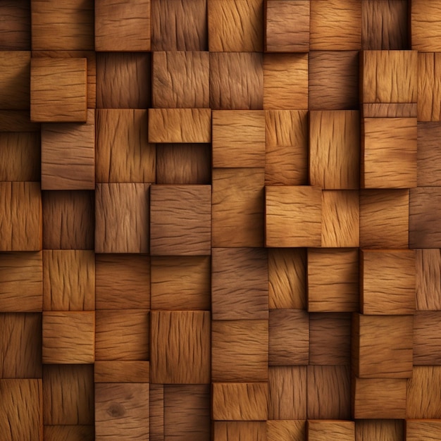 Un gros plan d'un mur de bois avec beaucoup de carrés génératifs ai