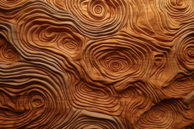 Un gros plan d'un mur en bois avec un motif d'ai générative en bois tourbillonnant