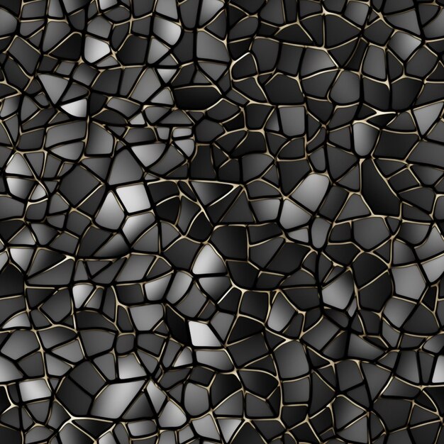 un gros plan d'un mur de carreaux de mosaïque noir et or ai générative