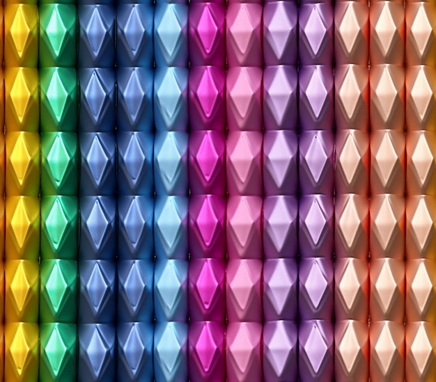 un gros plan d'un mur de diamants de différentes couleurs ai génératif