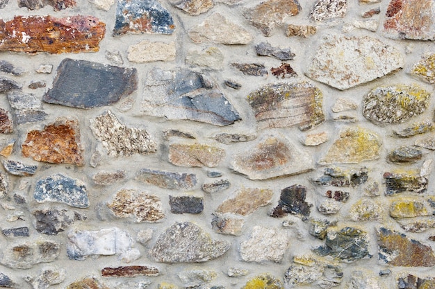 Gros plan d'un mur de pierre et de ciment avec une texture naturelle décorative