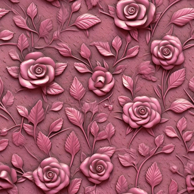 Un gros plan d'un mur rose avec un bouquet de fleurs générative ai