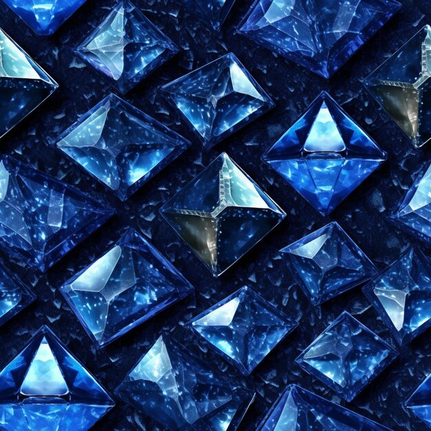 Photo un gros plan d'un mur de verre bleu avec beaucoup de diamants génératifs ai