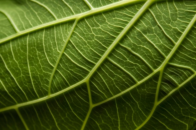 Gros plan des nerfs des feuilles vertes générat ai