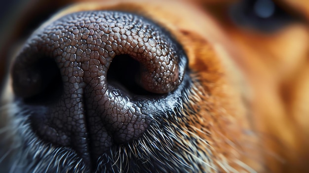 Photo un gros plan d'un nez de chien les détails complexes du nez de chien sont pleinement exposés de la surface brillante humide aux petits pores et rides