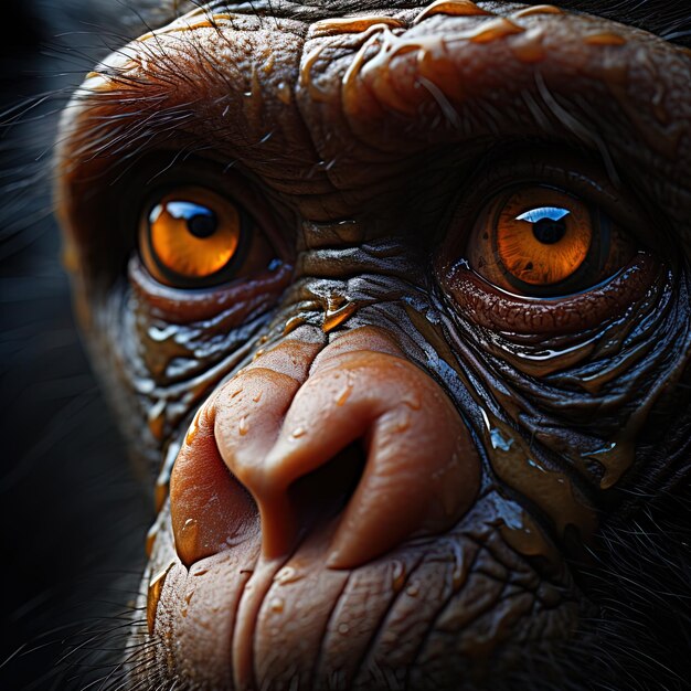 Photo un gros plan d'un nez de gorille et un nez