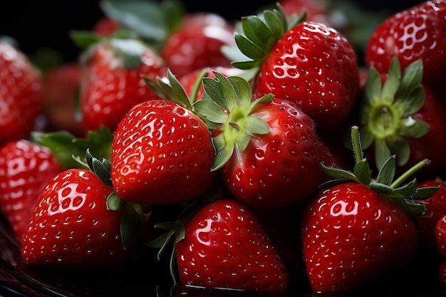 gros plan de nombreuses fraises rouges