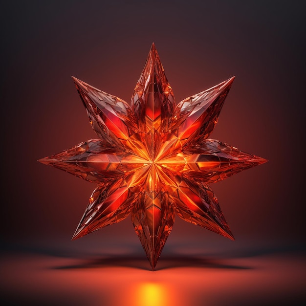 Photo un gros plan d'un objet en forme d'étoile avec une ia générative sur fond rouge