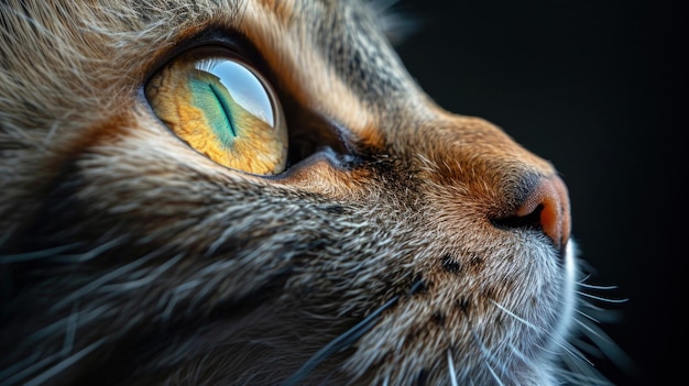 Un gros plan d'un oeil de chat aux yeux jaunes ai