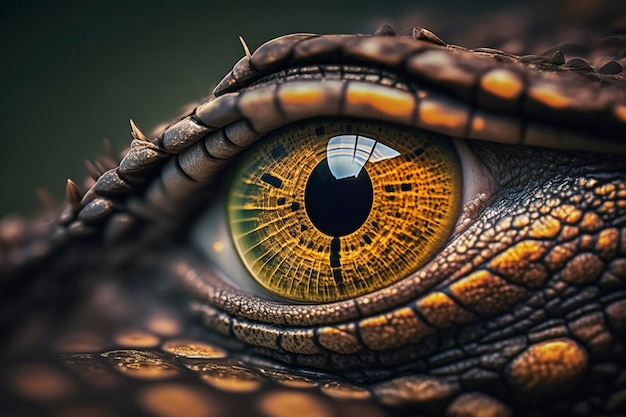 Un gros plan d'un oeil d'un crocodile, ai créatif