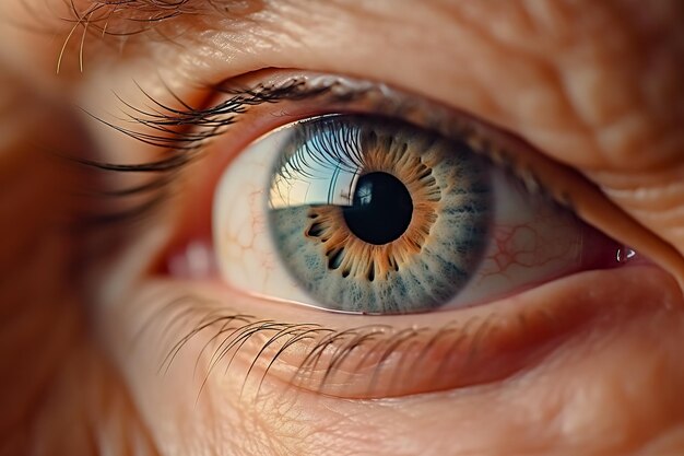 Photo un gros plan de l'œil humain génératif ai