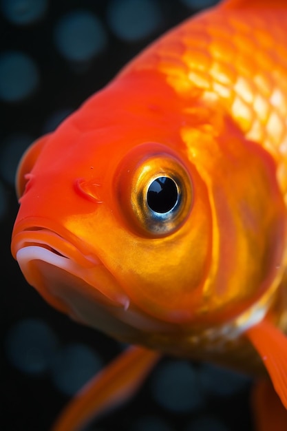 Un gros plan de l'oeil d'un poisson rouge