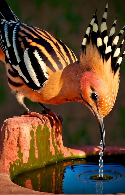 Photo gros plan d'oiseau avec sur baigne dans le bain ai générative