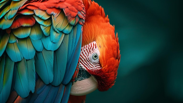 un gros plan d'un oiseau coloré sur la tête d'une personne