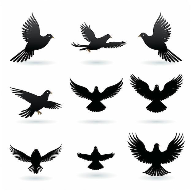 un gros plan d'un oiseau volant dans différentes positions