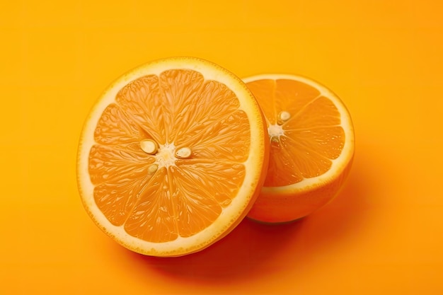 Un gros plan d'une orange coupée en deux