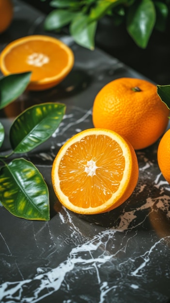 Un gros plan d'une orange avec une tranche manquante