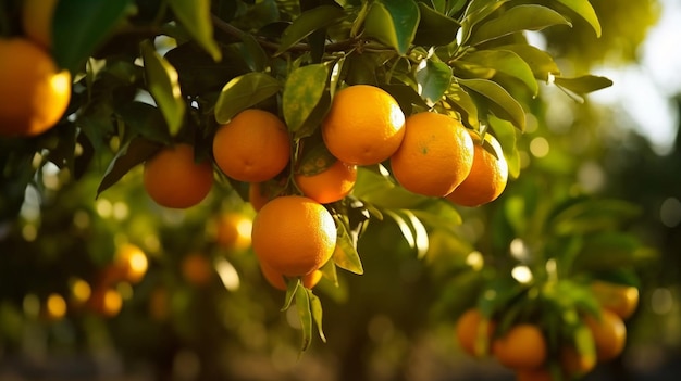 Un gros plan d'oranges suspendu à un arbre