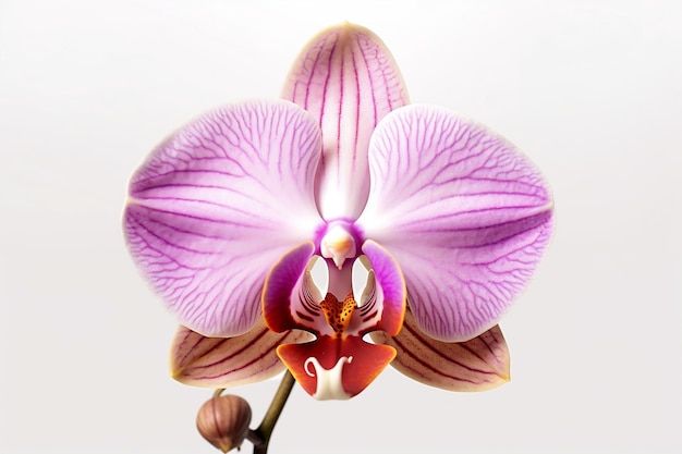 Gros plan orchidée fond blanc IA générative