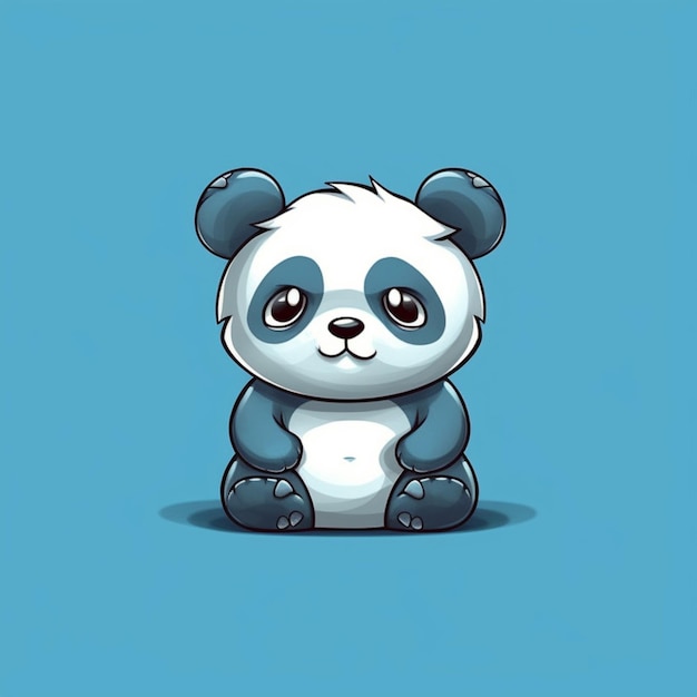 un gros plan d'un ours panda assis sur un fond bleu génératif ai