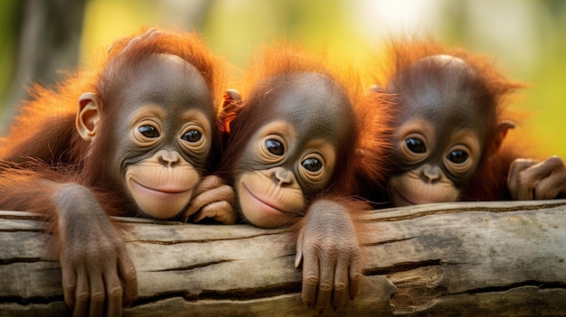 Gros plan sur des oursons orangs-outans