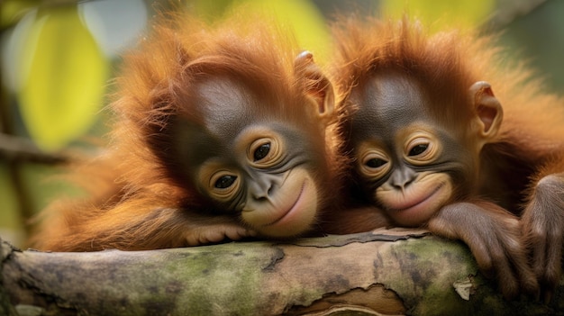 Gros plan sur des oursons orangs-outans