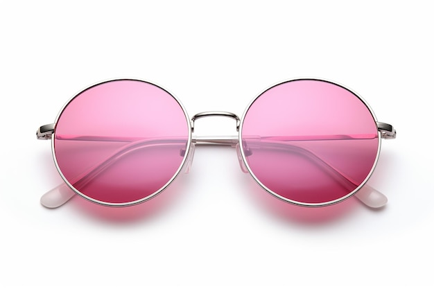 un gros plan d'une paire de lunettes de soleil avec des lentilles roses ai générative
