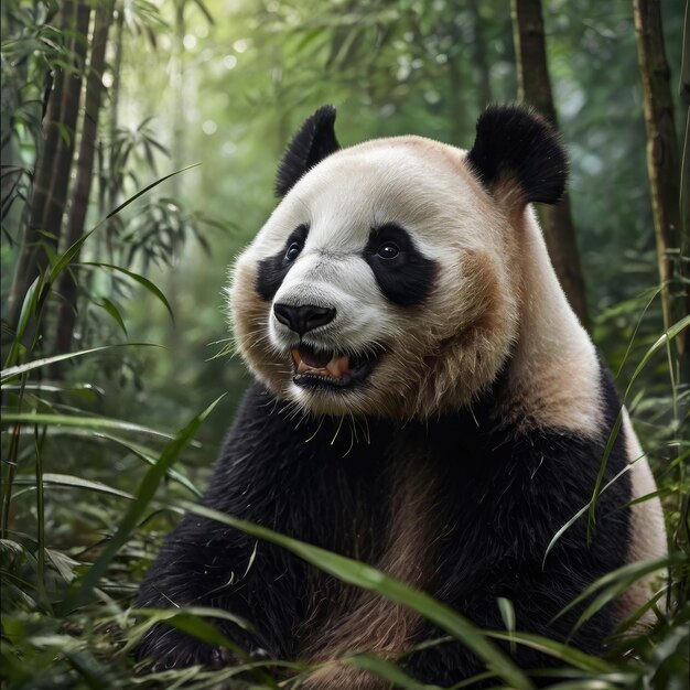 Photo en gros plan, un panda dans la forêt