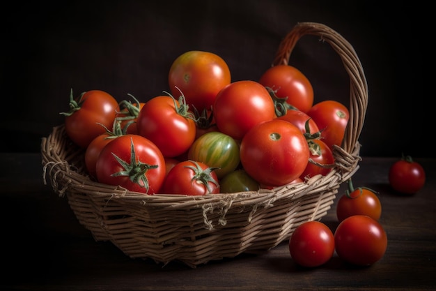 Gros plan sur le panier de tomates Générer Ai