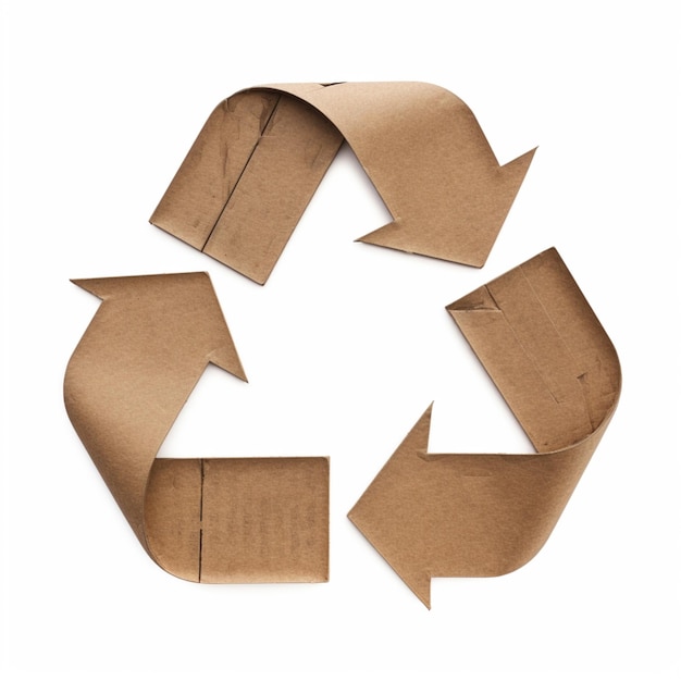 Un gros plan d'un panneau de recyclage en papier brun